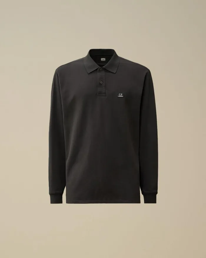 CP Company Tshirts and Polo Stretch Piquet Longsleeve Logo Polo Black Sand 8211 Man CP Company Tshirts and Polo Stretch Piquet Longsleeve Logo Polo Black Sand 8211 Man