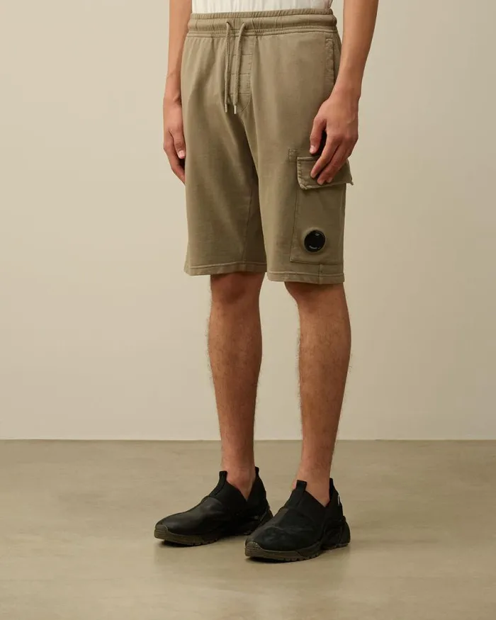 CP Company Tracksuits and Shorts Light Fleece Lens Shorts Walnut Beige 8211 Man