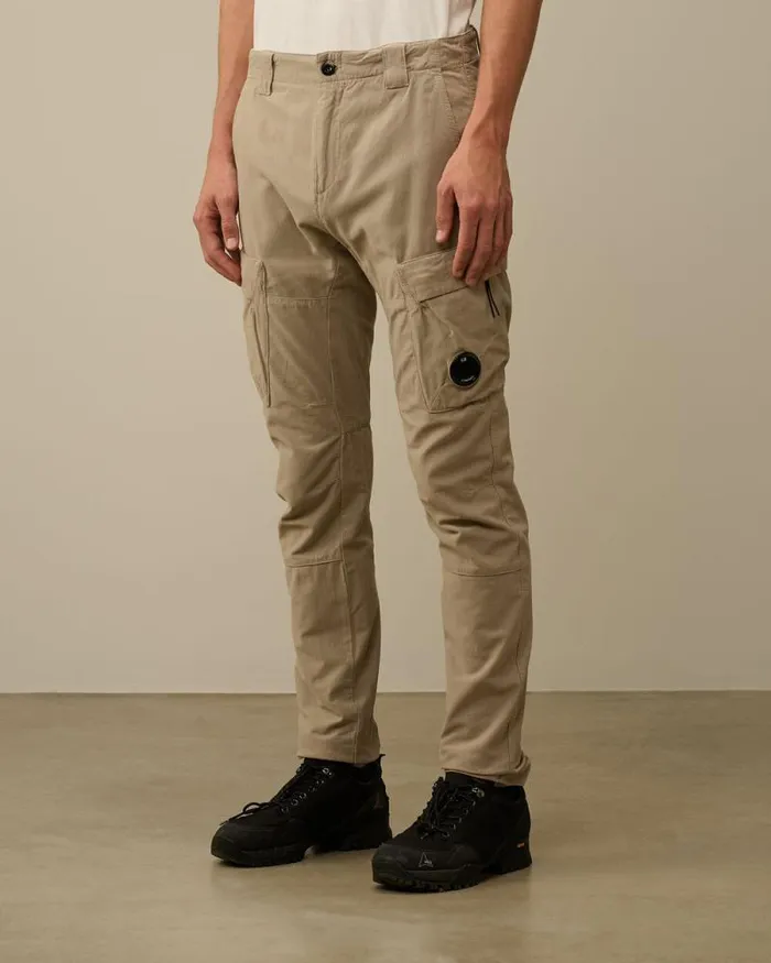 CP Company Trousers Ottoman Stretch Emerized Ergonomic Cargo Pants Vintage Khaki Beige 8211 Man