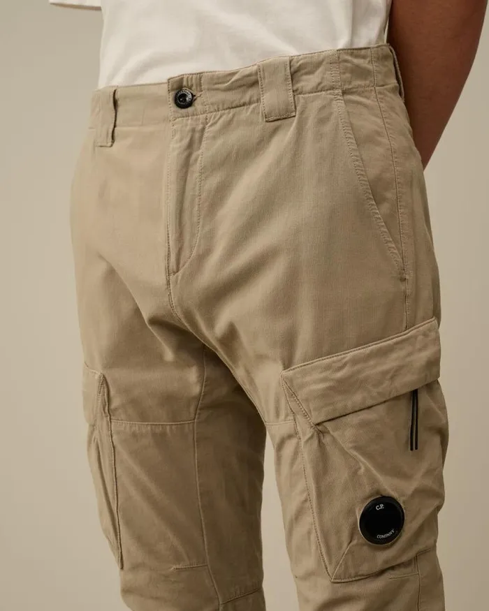 CP Company Trousers Ottoman Stretch Emerized Ergonomic Cargo Pants Vintage Khaki Beige 8211 Man