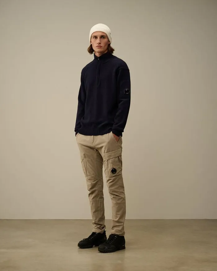 CP Company Trousers Ottoman Stretch Emerized Ergonomic Cargo Pants Vintage Khaki Beige 8211 Man