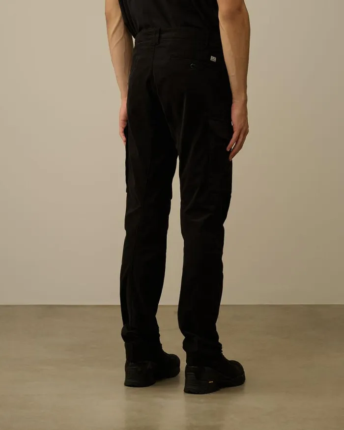 CP Company Trousers Stretch Sateen Ergonomic Cargo Pants Black 8211 Man