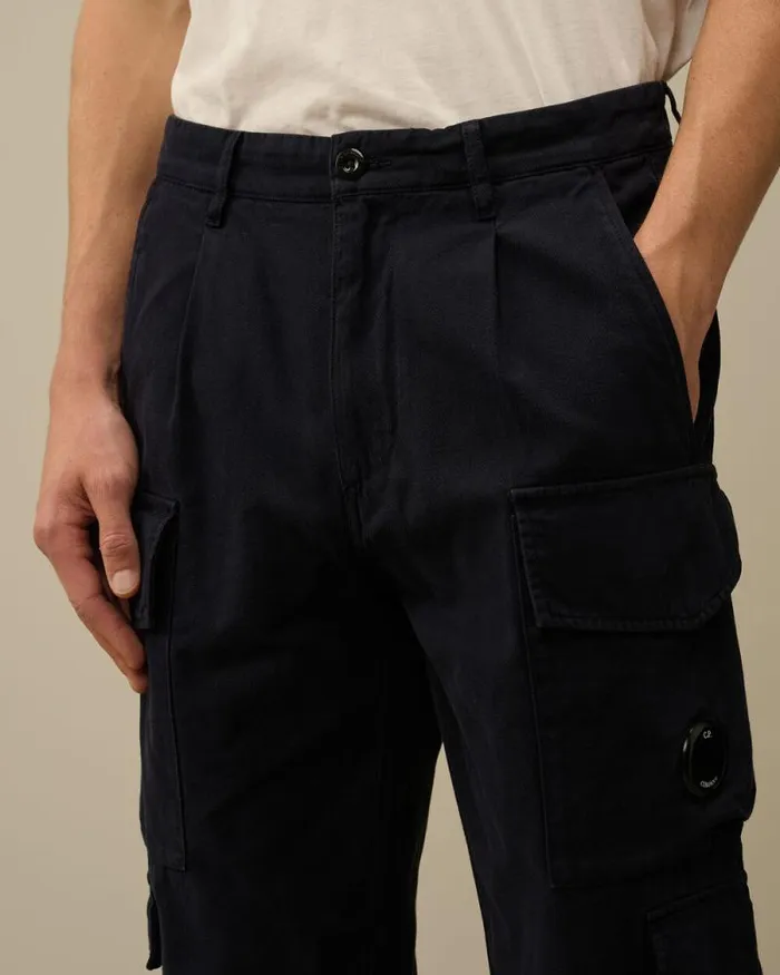 CP Company Trousers Vintage Army Structure Regular Cargo Pants Total Eclipse Blue 8211 Man
