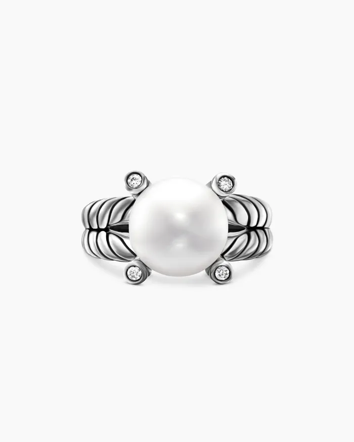 Cable Collectibles Pearl Ring In Sterling Silver With Diamonds 11mm Women David Yurman Statement Cable Collectibles Pearl Ring In Sterling Silver With Diamonds 11mm Women David Yurman Statement
