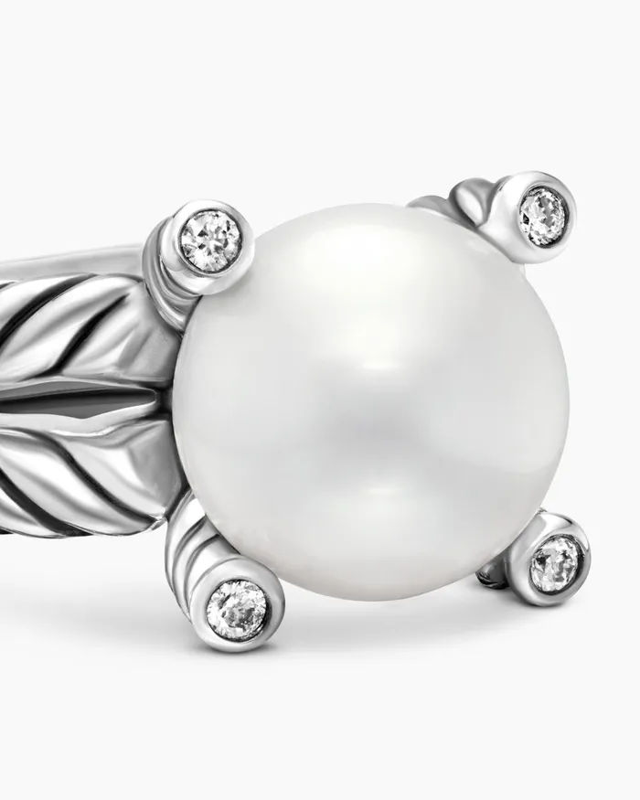 Cable Collectibles Pearl Ring In Sterling Silver With Diamonds 11mm Women David Yurman Statement Cable Collectibles Pearl Ring In Sterling Silver With Diamonds 11mm Women David Yurman Statement