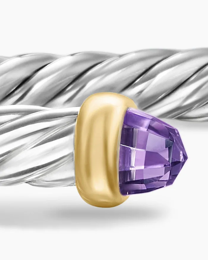 Cable Flex Bracelet In Sterling Silver With 14K Yellow Gold 4mm Women David Yurman Cuff Cable Flex Bracelet In Sterling Silver With 14K Yellow Gold 4mm Women David Yurman Cuff