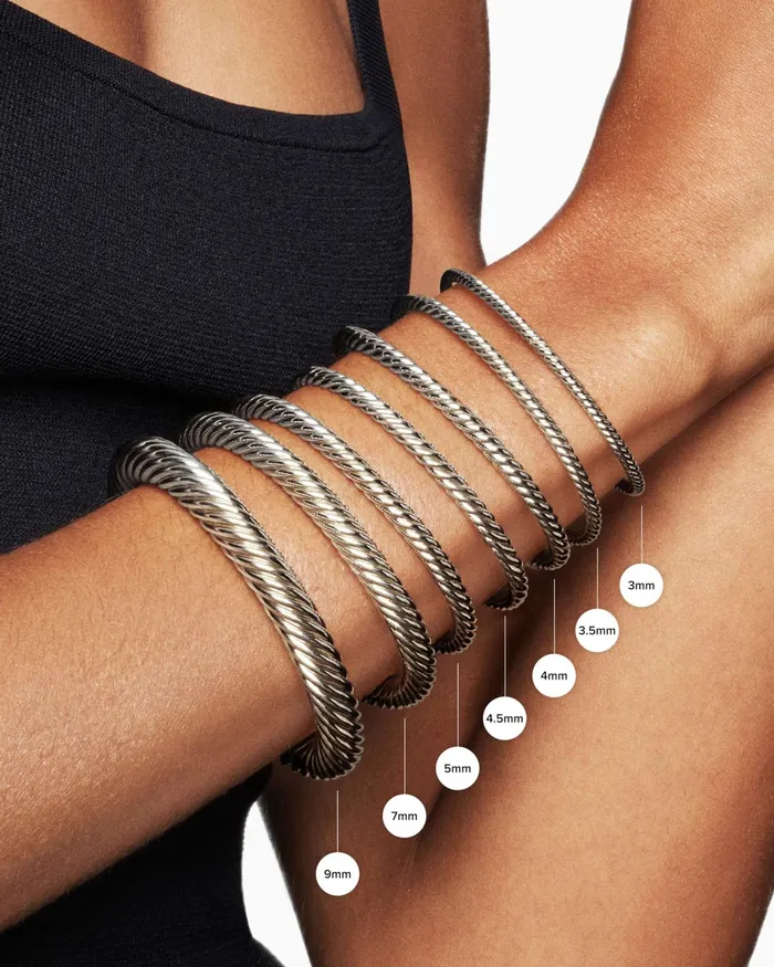 Cable Flex Bracelet In Sterling Silver With 14K Yellow Gold 4mm Women David Yurman Cuff Cable Flex Bracelet In Sterling Silver With 14K Yellow Gold 4mm Women David Yurman Cuff