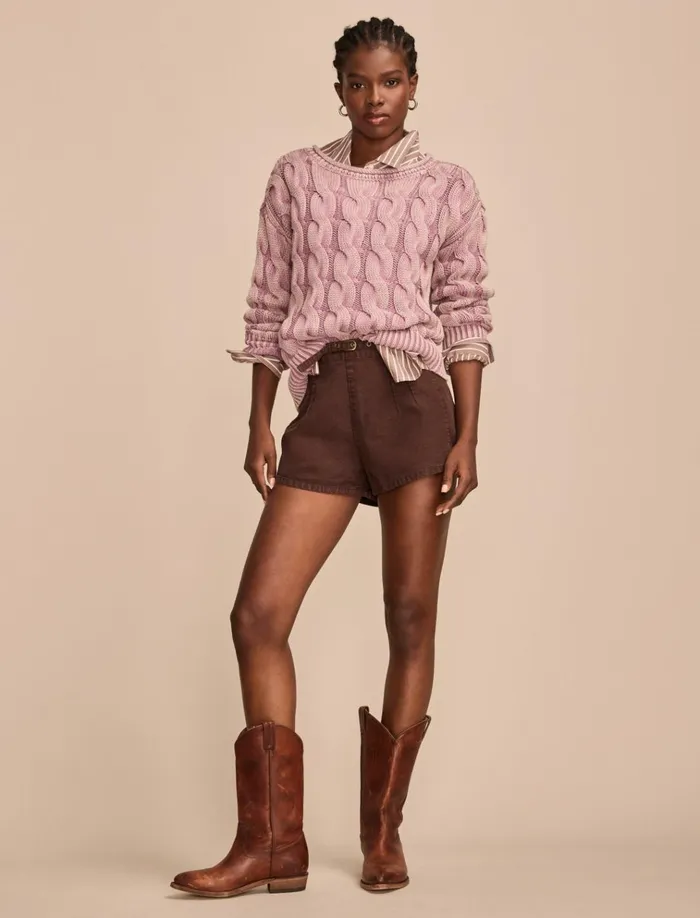 Cable Sweater Pullover Elderberry Women Lucky Brand Sweaters and Sweatshirts