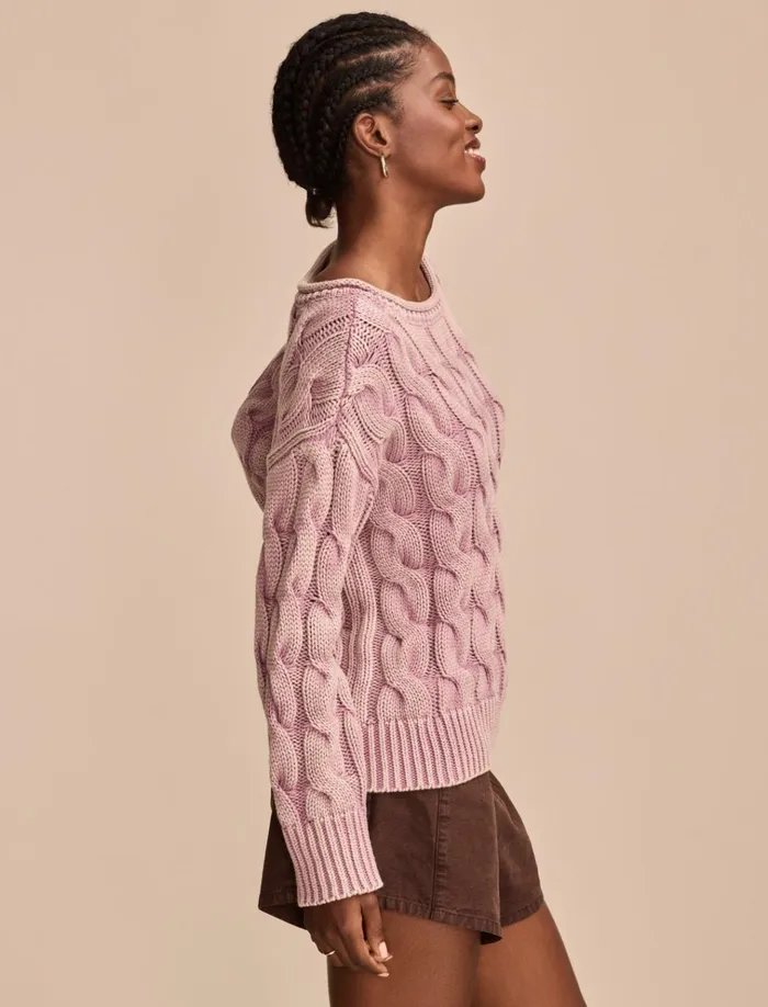 Cable Sweater Pullover Elderberry Women Lucky Brand Sweaters and Sweatshirts