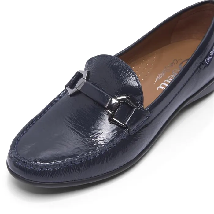 Carl Scarpa Anglette Navy Patent Leather Loafers Women Bestselling