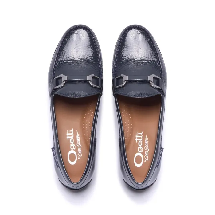 Carl Scarpa Anglette Navy Patent Leather Loafers Women Bestselling
