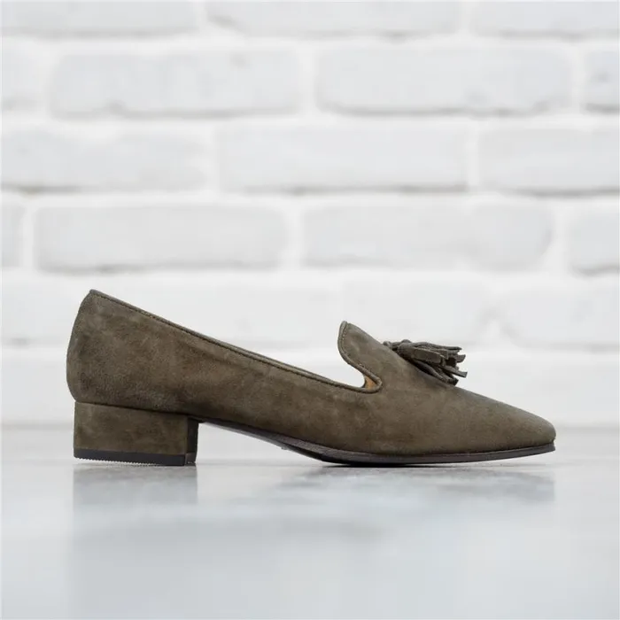 Carl Scarpa Fiadh Khaki Suede Loafers Women Bestselling