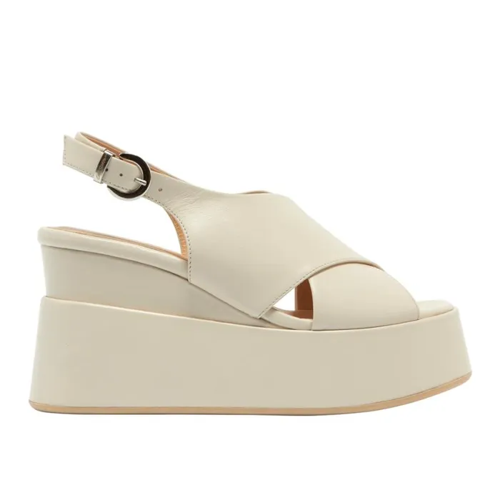 Carl Scarpa Glorioso Off White Leather Wedge Platform Sandals Women Sandals