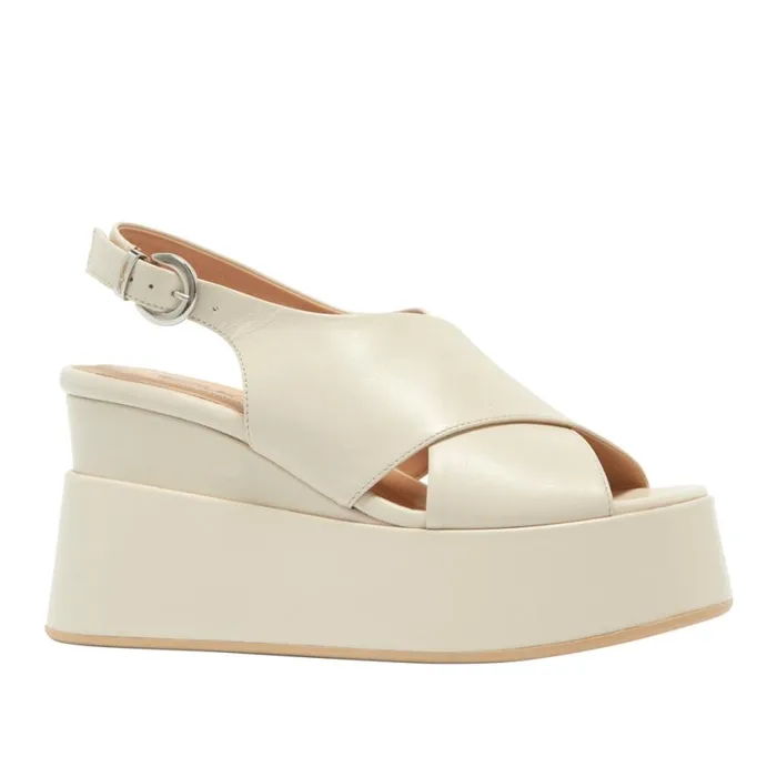 Carl Scarpa Glorioso Off White Leather Wedge Platform Sandals Women Sandals