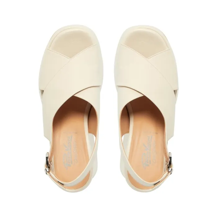 Carl Scarpa Glorioso Off White Leather Wedge Platform Sandals Women Sandals