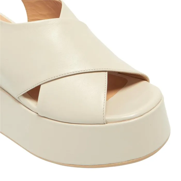 Carl Scarpa Glorioso Off White Leather Wedge Platform Sandals Women Sandals