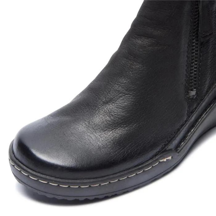 Carl Scarpa MAEVE BLACK LEATHER ANKLE BOOTS Women Leather Ankle Boots
