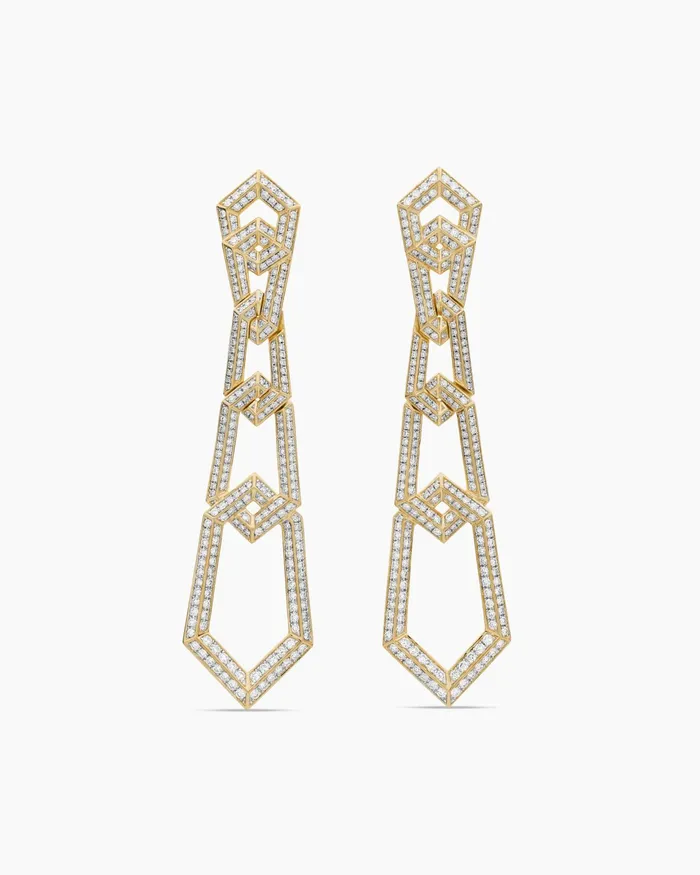 Carlyle Linked Drop Earrings In 18K Yellow Gold With Diamonds 74mm Women David Yurman Drop Carlyle Linked Drop Earrings In 18K Yellow Gold With Diamonds 74mm Women David Yurman Drop