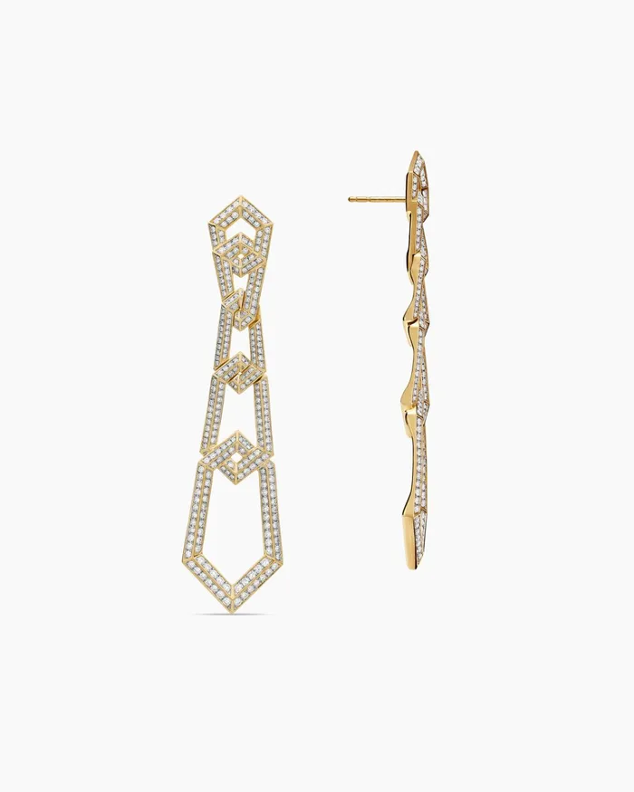Carlyle Linked Drop Earrings In 18K Yellow Gold With Diamonds 74mm Women David Yurman Drop Carlyle Linked Drop Earrings In 18K Yellow Gold With Diamonds 74mm Women David Yurman Drop