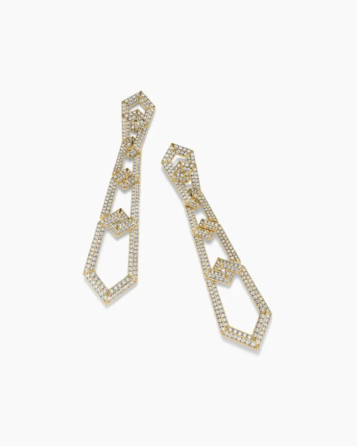 Carlyle Linked Drop Earrings In 18K Yellow Gold With Diamonds 74mm Women David Yurman Drop Carlyle Linked Drop Earrings In 18K Yellow Gold With Diamonds 74mm Women David Yurman Drop