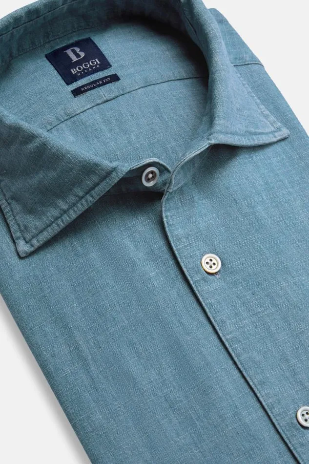 Casual Shirts Men Boggi Milano Regular Fit Cotton Denim Shirt Indigo Casual Shirts Men Boggi Milano Regular Fit Cotton Denim Shirt Indigo