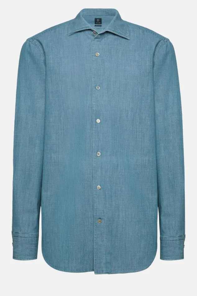 Casual Shirts Men Boggi Milano Regular Fit Cotton Denim Shirt Indigo Casual Shirts Men Boggi Milano Regular Fit Cotton Denim Shirt Indigo