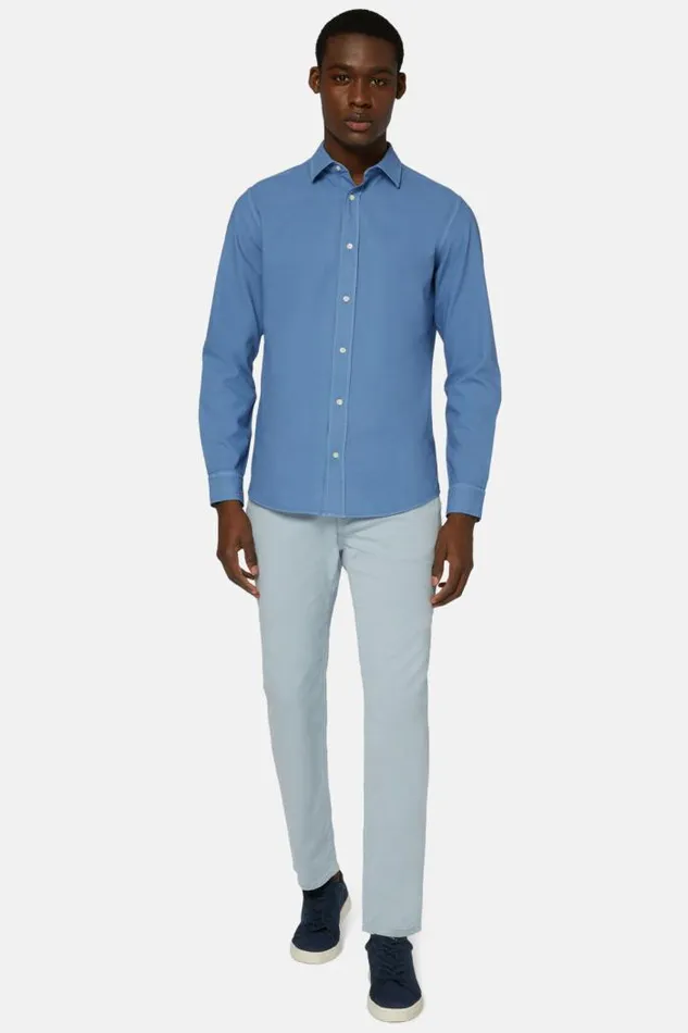 Casual Shirts Men Boggi Milano Regular Fit Turquoise Cotton Shirt Turquoise