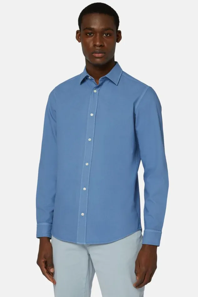 Casual Shirts Men Boggi Milano Regular Fit Turquoise Cotton Shirt Turquoise