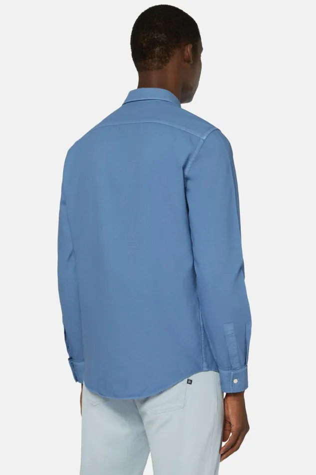 Casual Shirts Men Boggi Milano Regular Fit Turquoise Cotton Shirt Turquoise