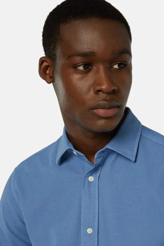 Casual Shirts Men Boggi Milano Regular Fit Turquoise Cotton Shirt Turquoise