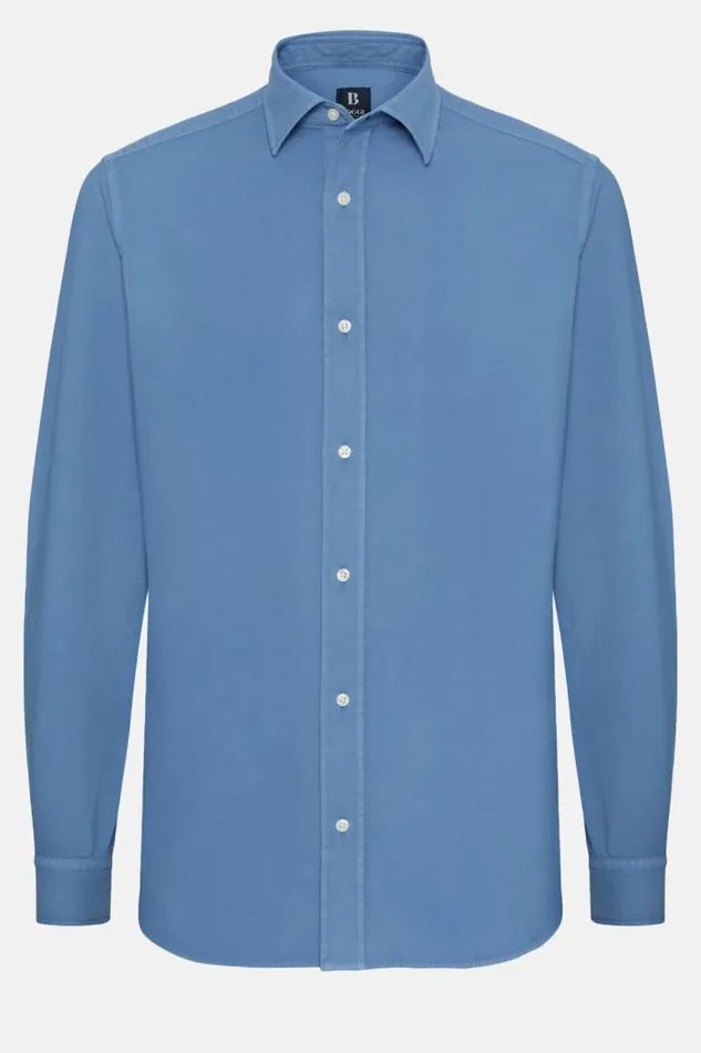 Casual Shirts Men Boggi Milano Regular Fit Turquoise Cotton Shirt Turquoise