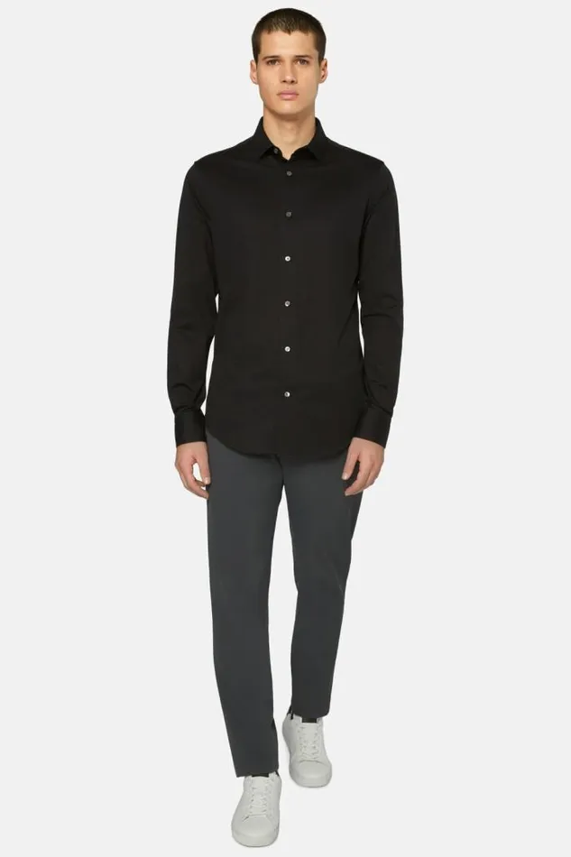 Casual Shirts Men Boggi Milano Slim Fit Black Shirt In Cotton And COOLMAX Black Casual Shirts Men Boggi Milano Slim Fit Black Shirt In Cotton And COOLMAX Black
