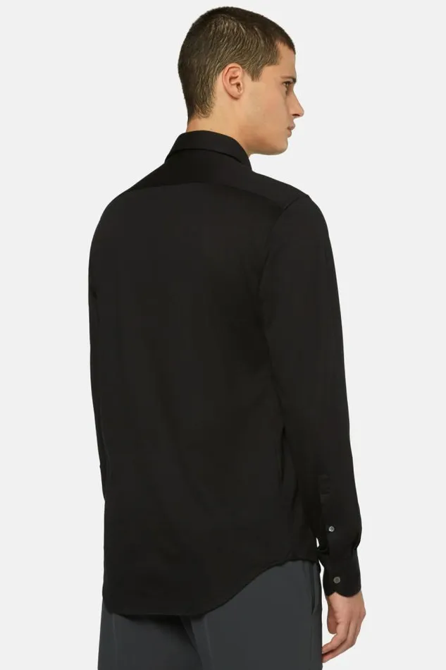 Casual Shirts Men Boggi Milano Slim Fit Black Shirt In Cotton And COOLMAX Black