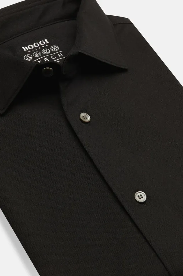 Casual Shirts Men Boggi Milano Slim Fit Black Shirt In Cotton And COOLMAX Black