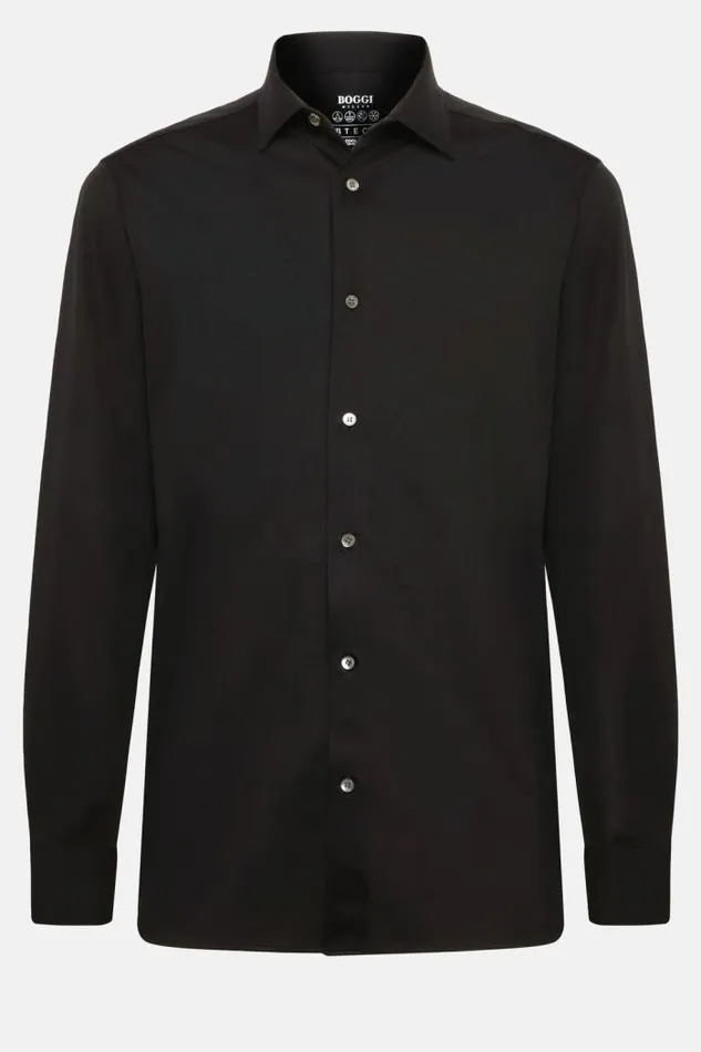 Casual Shirts Men Boggi Milano Slim Fit Black Shirt In Cotton And COOLMAX Black