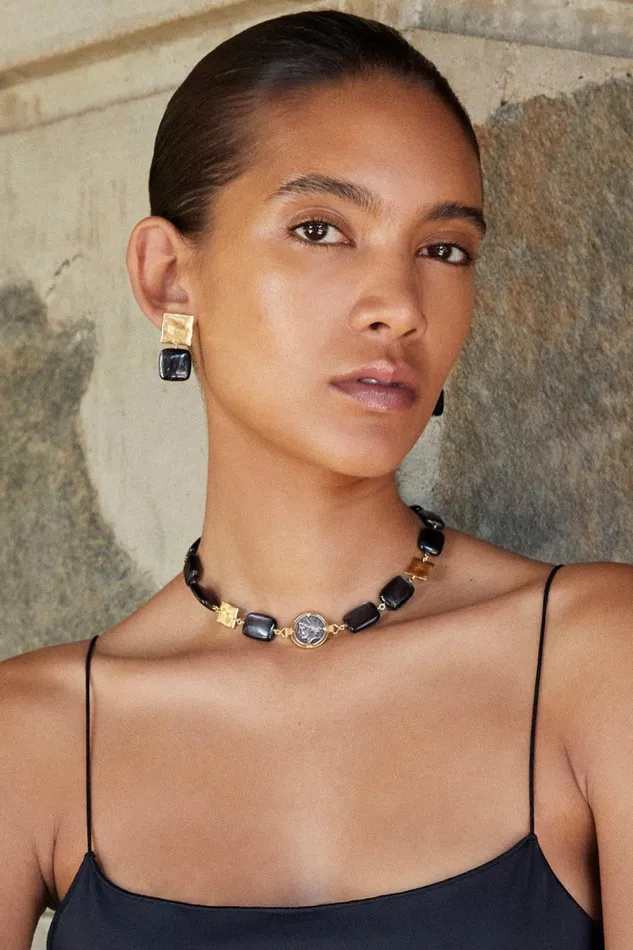 Chan Luu Earrings Women Minerva Earrings Gold Hypersthene