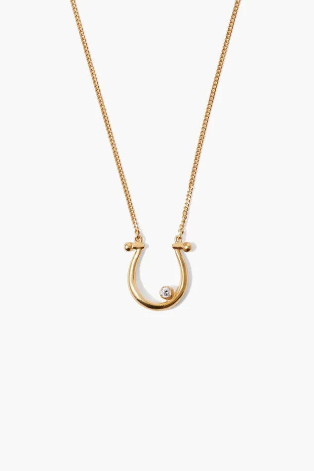 Chan Luu Necklaces Women Diamond Horseshoe Necklace Yellow Gold