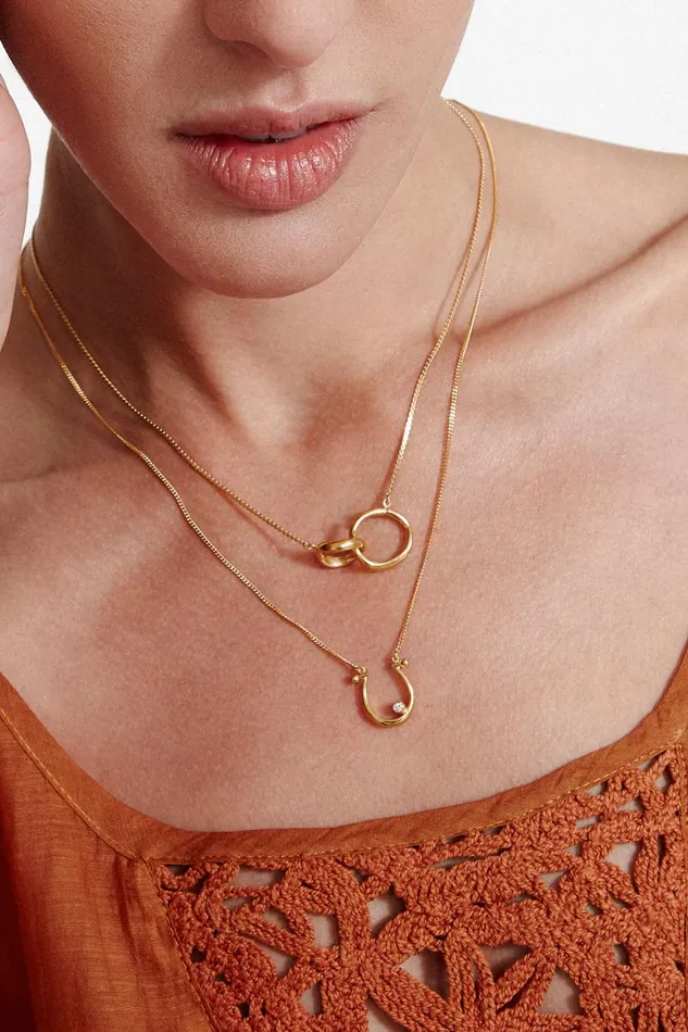 Chan Luu Necklaces Women Diamond Horseshoe Necklace Yellow Gold