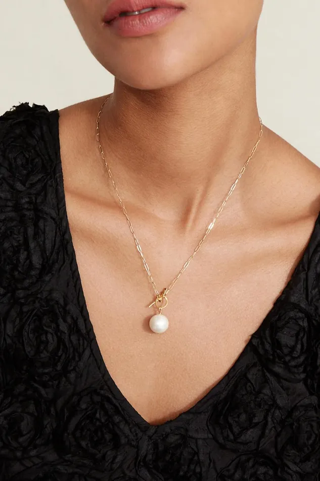 Chan Luu Necklaces Women White Freshwater Pearl Toggle Necklace