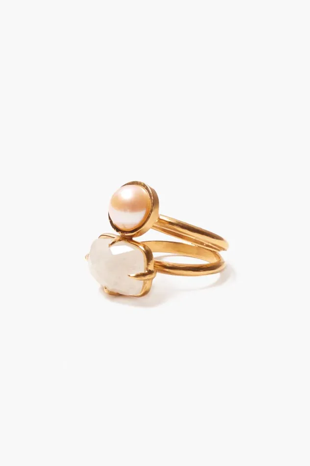 Chan Luu Rings Women Venus Stacked Ring Moonstone