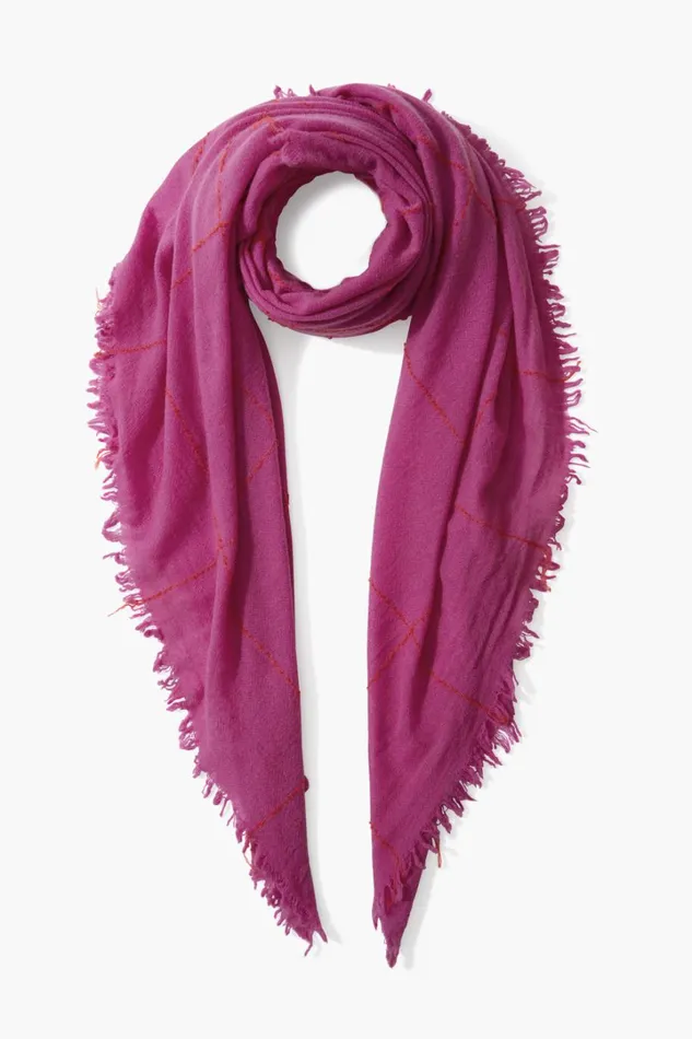 Chan Luu Scarves Women 100 Cashmere Scarf Hyacinth Windowpane