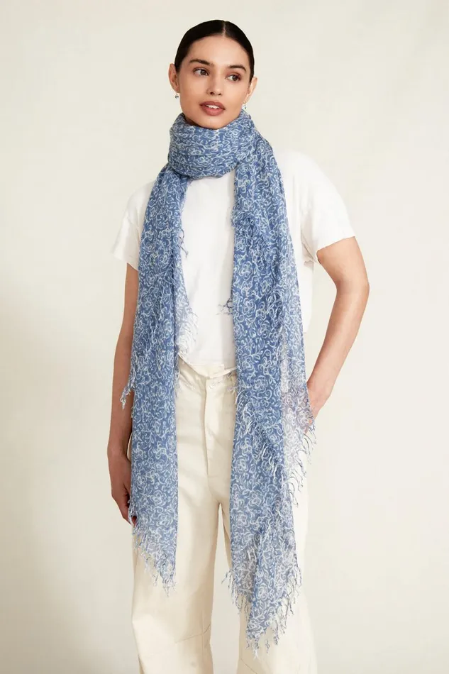 Chan Luu Scarves Women Cashmere And Silk Scarf Chambray Hibiscus