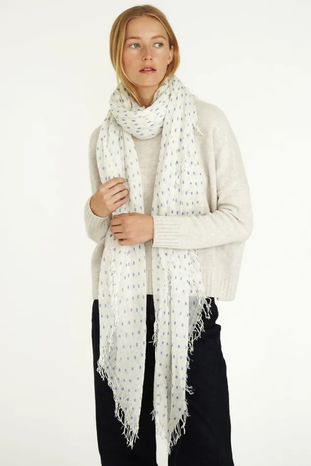 Chan Luu Scarves Women Cashmere And Silk Scarf Wedgewood Dot