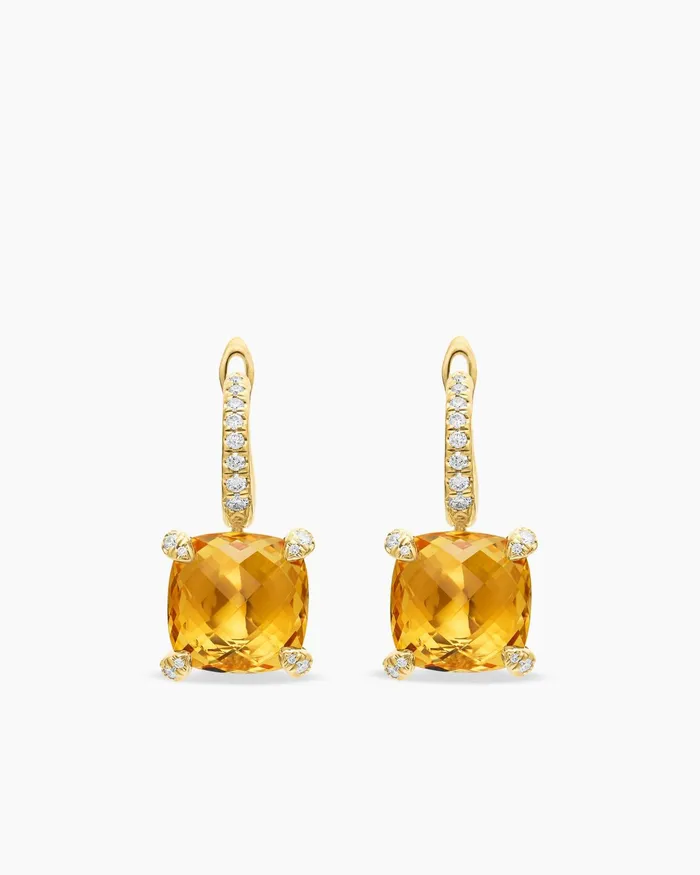 Chatelaine Drop Earrings In 18K Yellow Gold With Citrine And Diamonds 11mm Women David Yurman Drop Chatelaine Drop Earrings In 18K Yellow Gold With Citrine And Diamonds 11mm Women David Yurman Drop