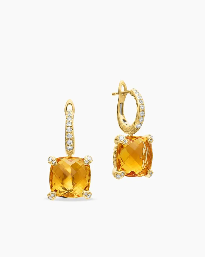 Chatelaine Drop Earrings In 18K Yellow Gold With Citrine And Diamonds 11mm Women David Yurman Drop Chatelaine Drop Earrings In 18K Yellow Gold With Citrine And Diamonds 11mm Women David Yurman Drop