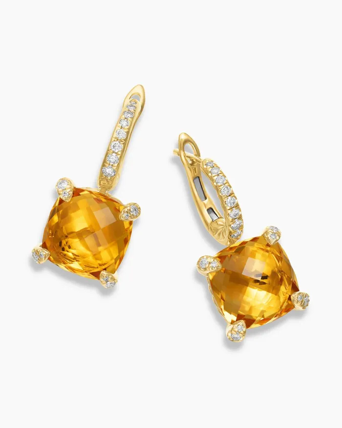 Chatelaine Drop Earrings In 18K Yellow Gold With Citrine And Diamonds 11mm Women David Yurman Drop Chatelaine Drop Earrings In 18K Yellow Gold With Citrine And Diamonds 11mm Women David Yurman Drop