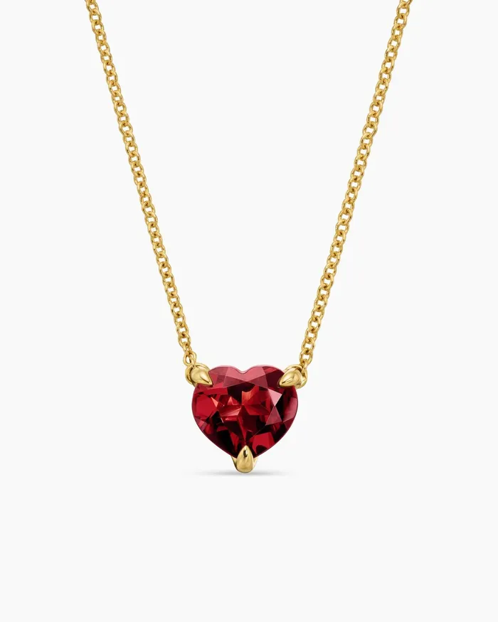 Chatelaine Heart Pendant Necklace In 18K Yellow Gold With Garnet 8mm Women David Yurman Pendant Chatelaine Heart Pendant Necklace In 18K Yellow Gold With Garnet 8mm Women David Yurman Pendant