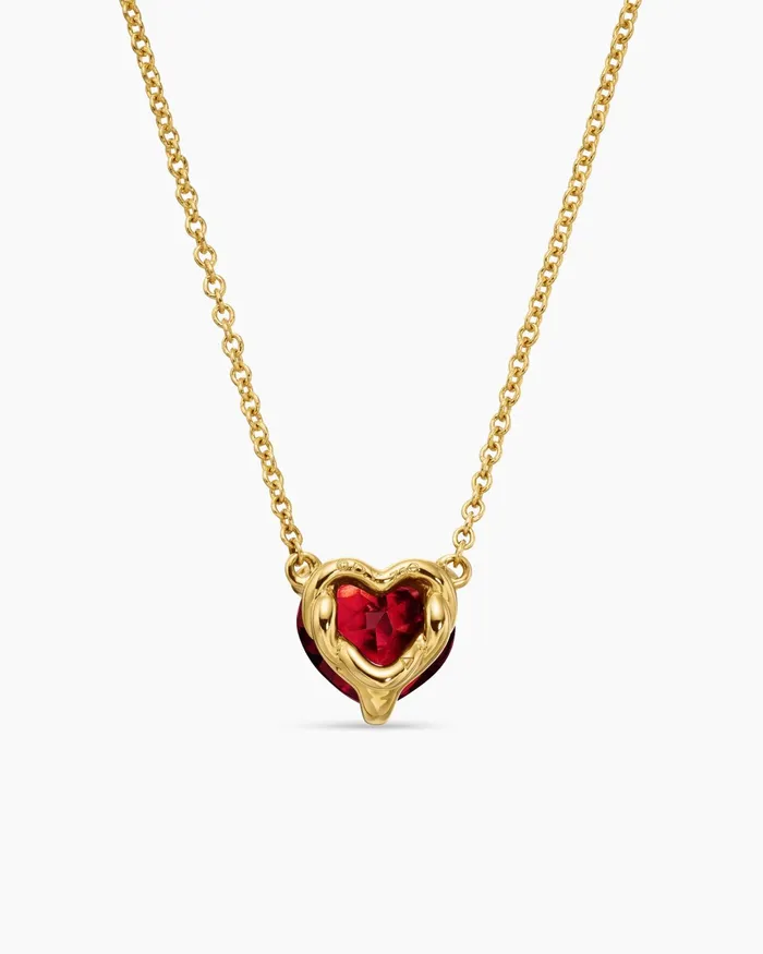 Chatelaine Heart Pendant Necklace In 18K Yellow Gold With Garnet 8mm Women David Yurman Pendant Chatelaine Heart Pendant Necklace In 18K Yellow Gold With Garnet 8mm Women David Yurman Pendant
