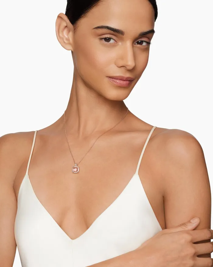 Chatelaine Pav Bezel Pendant Necklace In 18K Rose Gold With Morganite And Diamonds 9mm Women David Yurman Pendant Chatelaine Pav Bezel Pendant Necklace In 18K Rose Gold With Morganite And Diamonds 9mm Women David Yurman Pendant