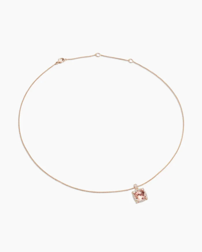Chatelaine Pav Bezel Pendant Necklace In 18K Rose Gold With Morganite And Diamonds 9mm Women David Yurman Pendant Chatelaine Pav Bezel Pendant Necklace In 18K Rose Gold With Morganite And Diamonds 9mm Women David Yurman Pendant